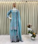 DESIGNER CHINON SEQUENCE EMBROIDERY WORK TOP PALAZZO WITH DUPATTA FESTIVE WEAR WHOLESALE PRICE ETHNIC GARMENT (2)
