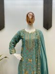 DESIGNER CHINON SEQUENCE EMBROIDERY WORK TOP PALAZZO WITH DUPATTA FESTIVE WEAR WHOLESALE PRICE ETHNIC GARMENT (4)