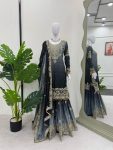 DESIGNER CHINON SILK CODING EMBROIDERY MOTI WORK TOP SHARARA WITH DUPATTA FESTIVE WEAR WHOLESALE PRICE ETHNIC GARMENT (2)