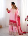 DESIGNER CHINON SILK CODING EMBROIDERY MOTI WORK TOP SHARARA WITH DUPATTA FESTIVE WEAR WHOLESALE PRICE ETHNIC GARMENT (15)