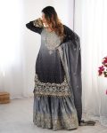 DESIGNER CHINON SILK CODING EMBROIDERY MOTI WORK TOP SHARARA WITH DUPATTA FESTIVE WEAR WHOLESALE PRICE ETHNIC GARMENT (2)