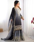 DESIGNER CHINON SILK CODING EMBROIDERY MOTI WORK TOP SHARARA WITH DUPATTA FESTIVE WEAR WHOLESALE PRICE ETHNIC GARMENT (2)