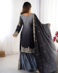 DESIGNER CHINON SILK CODING EMBROIDERY MOTI WORK TOP SHARARA WITH DUPATTA FESTIVE WEAR WHOLESALE PRICE ETHNIC GARMENT (2)