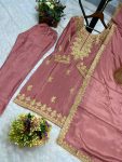 DESIGNER CHINON SILK EMBROIDERY AND SEQUENCE WORK TOP BOTTOM WITH DUPATTA FESTIVE WEAR WHOLESALE PRICE ETHNIC GARMENT (3)