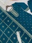DESIGNER CHINON SILK EMBROIDERY AND SEQUENCE WORK TOP BOTTOM WITH DUPATTA FESTIVE WEAR WHOLESALE PRICE ETHNIC GARMENT (3)
