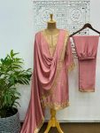 DESIGNER CHINON SILK EMBROIDERY AND SEQUENCE WORK TOP BOTTOM WITH DUPATTA FESTIVE WEAR WHOLESALE PRICE ETHNIC GARMENT (3)