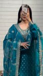 DESIGNER CHINON SILK EMBROIDERY AND SEQUENCE WORK TOP BOTTOM WITH DUPATTA FESTIVE WEAR WHOLESALE PRICE ETHNIC GARMENT (3)