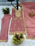 DESIGNER CHINON SILK EMBROIDERY AND SEQUENCE WORK TOP BOTTOM WITH DUPATTA FESTIVE WEAR WHOLESALE PRICE ETHNIC GARMENT (3)