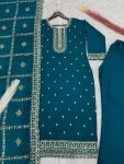 DESIGNER CHINON SILK EMBROIDERY AND SEQUENCE WORK TOP BOTTOM WITH DUPATTA FESTIVE WEAR WHOLESALE PRICE ETHNIC GARMENT (3)