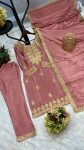 DESIGNER CHINON SILK EMBROIDERY AND SEQUENCE WORK TOP BOTTOM WITH DUPATTA FESTIVE WEAR WHOLESALE PRICE ETHNIC GARMENT (3)