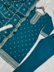 DESIGNER CHINON SILK EMBROIDERY AND SEQUENCE WORK TOP BOTTOM WITH DUPATTA FESTIVE WEAR WHOLESALE PRICE ETHNIC GARMENT (3)
