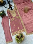 DESIGNER CHINON SILK EMBROIDERY AND SEQUENCE WORK TOP BOTTOM WITH DUPATTA FESTIVE WEAR WHOLESALE PRICE ETHNIC GARMENT (3)