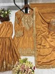 DESIGNER CHINON SILK EMBROIDERY AND SEQUENCE WORK TOP SHARARA WITH DUPATTA FESTIVE WEAR WHOLESALE PRICE ETHNIC GARMENT (9)