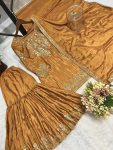DESIGNER CHINON SILK EMBROIDERY AND SEQUENCE WORK TOP SHARARA WITH DUPATTA FESTIVE WEAR WHOLESALE PRICE ETHNIC GARMENT (9)