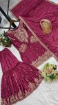 DESIGNER CHINON SILK EMBROIDERY AND SEQUENCE WORK TOP SHARARA WITH DUPATTA FESTIVE WEAR WHOLESALE PRICE ETHNIC GARMENT (3)