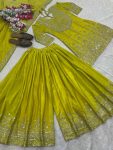 DESIGNER CHINON SILK EMBROIDERY SEQUENCE CODING WORK TOP PALAZZO WITH DUPATTA FESTIVE WEAR WHOLESALE PRICE ETHNIC GARMENT (5)