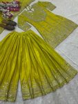 DESIGNER CHINON SILK EMBROIDERY SEQUENCE CODING WORK TOP PALAZZO WITH DUPATTA FESTIVE WEAR WHOLESALE PRICE ETHNIC GARMENT (5)