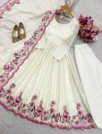 DESIGNER CHINON SILK EMBROIDERY SEQUENCE WORK GOWN BOTTOM WITH DUPATTA PARTY WEAR WHOLESALE PRICE ETHNIC GARMENT (2)