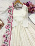 DESIGNER CHINON SILK EMBROIDERY SEQUENCE WORK GOWN BOTTOM WITH DUPATTA PARTY WEAR WHOLESALE PRICE ETHNIC GARMENT (2)