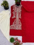 DESIGNER CHINON SILK EMBROIDERY SEQUENCE WORK TOP DHOTI WITH DUPATTA FESTIVE WEAR WHOLESALE PRICE ETHNIC GARMENT (6)