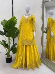DESIGNER CHINON SILK EMBROIDERY SEQUENCE WORK TOP PALAZZO WITH DUPATTA FESTIVE WEAR WHOLESALE PRICE ETHNIC GARMENT (3)