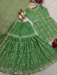 DESIGNER CHINON SILK EMBROIDERY SEQUENCE WORK TOP SHARARA WITH DUPATTA FESTIVE WEAR WHOLESALE PRICE ETHNIC GARMENT (2)