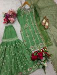 DESIGNER CHINON SILK EMBROIDERY SEQUENCE WORK TOP SHARARA WITH DUPATTA FESTIVE WEAR WHOLESALE PRICE ETHNIC GARMENT (2)