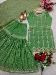 DESIGNER CHINON SILK EMBROIDERY SEQUENCE WORK TOP SHARARA WITH DUPATTA FESTIVE WEAR WHOLESALE PRICE ETHNIC GARMENT (2)