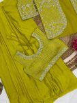 DESIGNER CHINON SILK EMBROIDERY THREAD SEQUENCE WORK BLOUSE DRAPE SKIRT WITH JACKET PARTY WEAR WHOLESALE PRICE ETHNIC GARMENT (8)