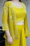 DESIGNER CHINON SILK EMBROIDERY THREAD SEQUENCE WORK BLOUSE DRAPE SKIRT WITH JACKET PARTY WEAR WHOLESALE PRICE ETHNIC GARMENT (8)