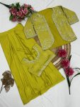 DESIGNER CHINON SILK EMBROIDERY THREAD SEQUENCE WORK BLOUSE DRAPE SKIRT WITH JACKET PARTY WEAR WHOLESALE PRICE ETHNIC GARMENT (8)