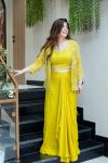 DESIGNER CHINON SILK EMBROIDERY THREAD SEQUENCE WORK BLOUSE DRAPE SKIRT WITH JACKET PARTY WEAR WHOLESALE PRICE ETHNIC GARMENT (8)