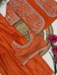 DESIGNER CHINON SILK EMBROIDERY THREAD SEQUENCE WORK BLOUSE DRAPE SKIRT WITH JACKET PARTY WEAR WHOLESALE PRICE ETHNIC GARMENT (7)