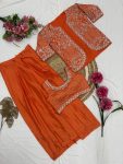 DESIGNER CHINON SILK EMBROIDERY THREAD SEQUENCE WORK BLOUSE DRAPE SKIRT WITH JACKET PARTY WEAR WHOLESALE PRICE ETHNIC GARMENT (7)