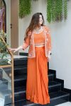 DESIGNER CHINON SILK EMBROIDERY THREAD SEQUENCE WORK BLOUSE DRAPE SKIRT WITH JACKET PARTY WEAR WHOLESALE PRICE ETHNIC GARMENT (7)