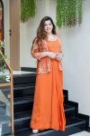 DESIGNER CHINON SILK EMBROIDERY THREAD SEQUENCE WORK BLOUSE DRAPE SKIRT WITH JACKET PARTY WEAR WHOLESALE PRICE ETHNIC GARMENT (7)