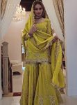 DESIGNER CHINON SILK EMBROIDERY WORK WITH FANCY LACE BORDER WORK TOP SHARARA WITH DUPATTA FESTIVE WEAR WHOLESALE PRICE ETHNIC GARMENT (3)