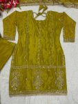 DESIGNER CHINON SILK EMBROIDERY WORK WITH FANCY LACE BORDER WORK TOP SHARARA WITH DUPATTA FESTIVE WEAR WHOLESALE PRICE ETHNIC GARMENT (3)