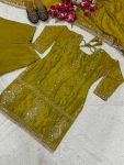 DESIGNER CHINON SILK EMBROIDERY WORK WITH FANCY LACE BORDER WORK TOP SHARARA WITH DUPATTA FESTIVE WEAR WHOLESALE PRICE ETHNIC GARMENT (3)