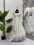 DESIGNER CHINON SILK THREAD WITH SEQUENCE WITH MUKESH WORK GOWN BOTTOM WITH DUPATTA PARTY WEAR WHOLESALE PRICE ETHNIC GARMENT (3)