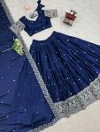 DESIGNER CHINON SILK THREAD WITH SEQUENCE WORK LEHENGA CHOLI WITH DUPATTA WEDDING WEAR WHOLESALE PRICE ETHNIC GARMENT (4)