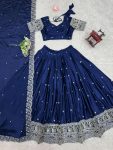DESIGNER CHINON SILK THREAD WITH SEQUENCE WORK LEHENGA CHOLI WITH DUPATTA WEDDING WEAR WHOLESALE PRICE ETHNIC GARMENT (4)