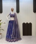 DESIGNER CHINON THREAD SEQUENCE EMBROIDRY WORK LEHENGA CHOLI DUPATTA WITH KOTI PARTY WEAR WHOLESALE PRICE ETHNIC GARMENT (2)