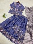 DESIGNER CHINON THREAD SEQUENCE EMBROIDRY WORK LEHENGA CHOLI DUPATTA WITH KOTI PARTY WEAR WHOLESALE PRICE ETHNIC GARMENT (2)