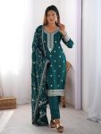 DESIGNER CHINON THREAD SEQUENCE WORK TOP BOTTOM WITH DUPATTA FESTIVE WEAR WHOLESALE PRICE ETHNIC GARMENT (2)