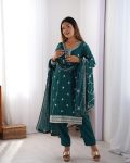 DESIGNER CHINON THREAD SEQUENCE WORK TOP BOTTOM WITH DUPATTA FESTIVE WEAR WHOLESALE PRICE ETHNIC GARMENT (2)