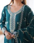 DESIGNER CHINON THREAD SEQUENCE WORK TOP BOTTOM WITH DUPATTA FESTIVE WEAR WHOLESALE PRICE ETHNIC GARMENT (2)
