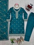 DESIGNER CHINON THREAD SEQUENCE WORK TOP BOTTOM WITH DUPATTA FESTIVE WEAR WHOLESALE PRICE ETHNIC GARMENT (2)