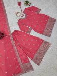 DESIGNER CHINON THREAD SEQUENCE WORK TOP PALAZZO WITH DUPATTA FESTIVE WEAR WHOLESALE PRICE ETHNIC GARMENT (3)