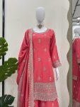 DESIGNER CHINON THREAD SEQUENCE WORK TOP PALAZZO WITH DUPATTA FESTIVE WEAR WHOLESALE PRICE ETHNIC GARMENT (3)